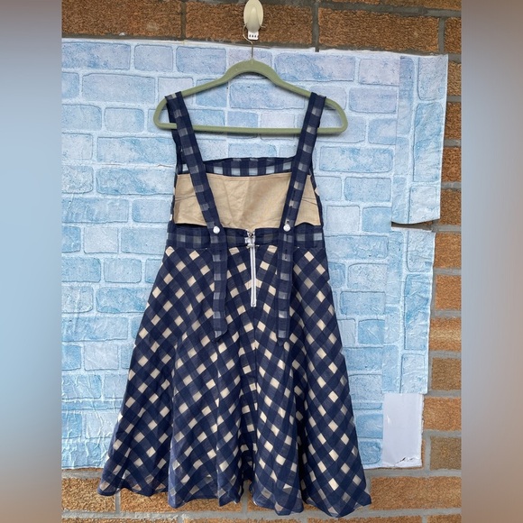 PARIS 99 gingham picnic linen dress size 4 - Picture 3 of 11